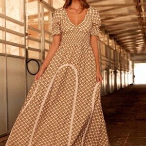 SHEIN Beige Patterned Maxi Dress